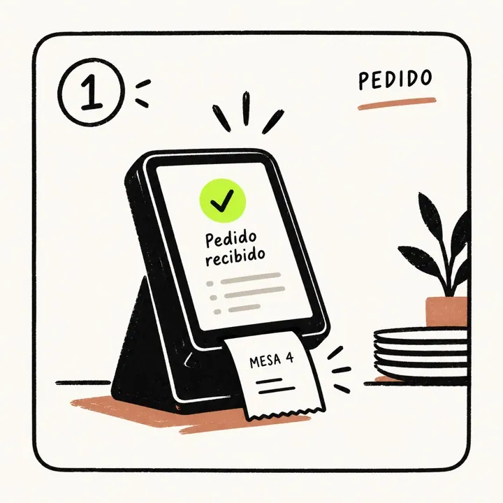 Terminal POS que recibe el pedido de la mesa 4