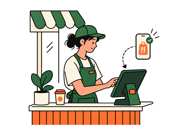 Equipo usando UIK como punto de venta para restaurantes